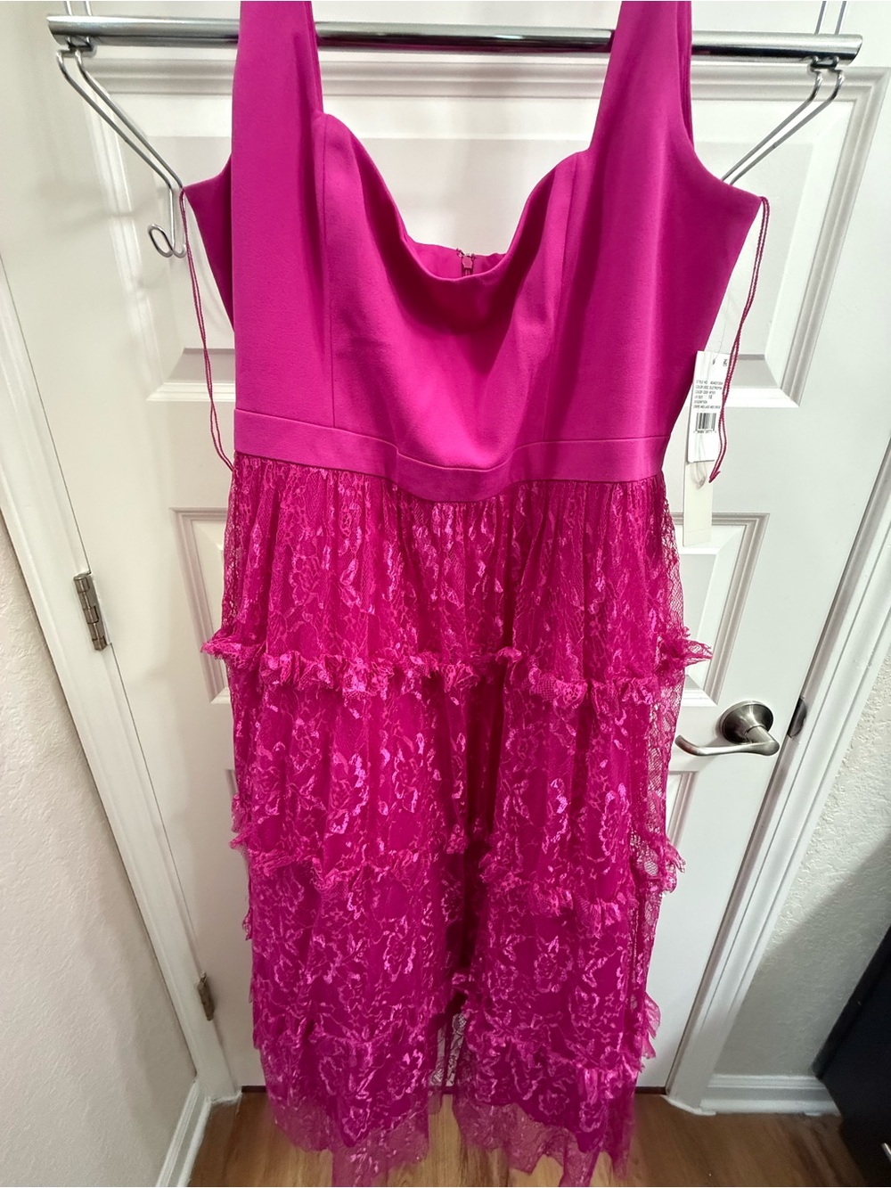 Fuchsia Lace Tiered Dress